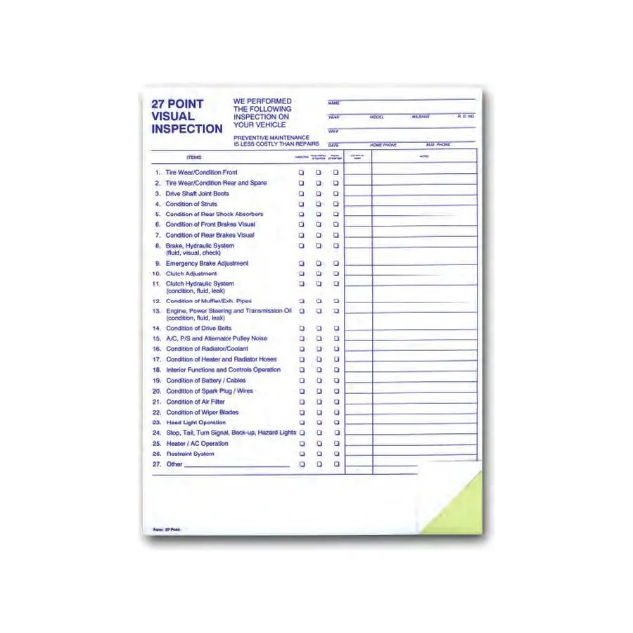 27-Point Inspection Forms
