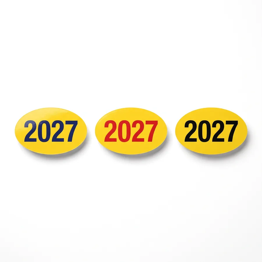 Oval Year Stickers
