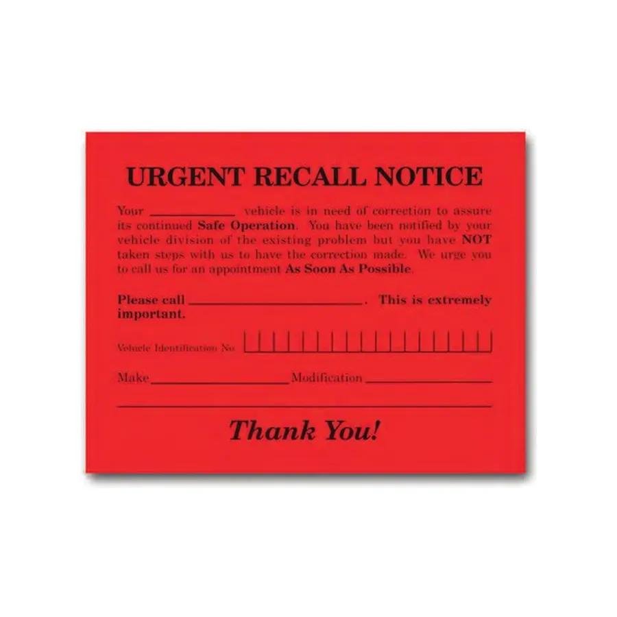 Urgent Recall Notices