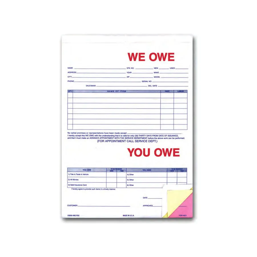 We Owe / You Owe Forms